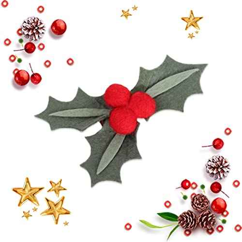 Christmas Holly Hair Clip - Christmas Hair Accessories, Felt Red Holly Berry Hair Clip, Toddler Hair Accessories for Girls, Winter Gifts for Girls