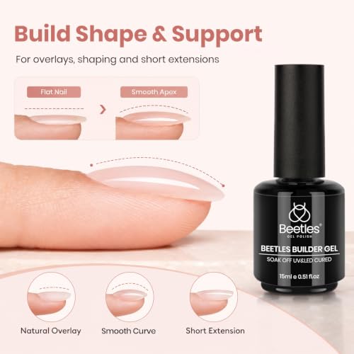 Beetles 8-in-1 Nude Builder Gel in a Bottle - Nail Overlay & Fortifier (15ml)