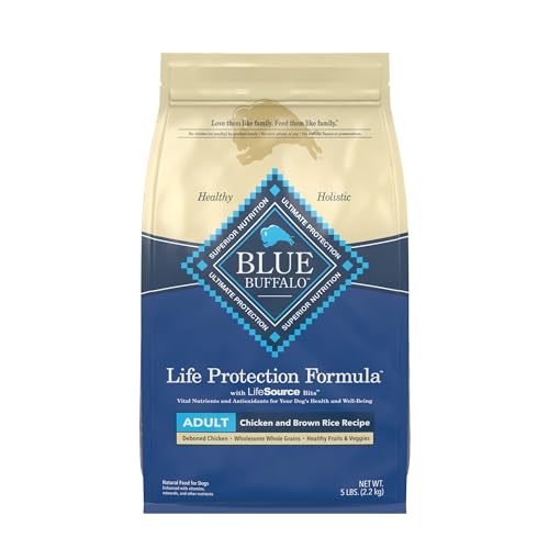 Blue Buffalo Life Protection Formula Adult Dry Dog Food, Helps Build and Maintain Strong Muscles, Made with Natural Ingredients, Chicken & Brown Rice Recipe, 5-lb. Bag