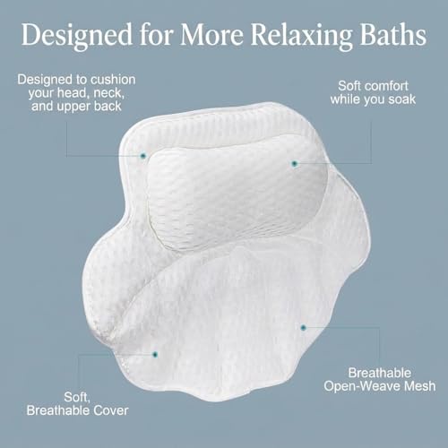 Spa Bath Pillow with 4D Air Mesh & 6 Suction Cups