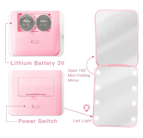Pearl Initial Compact Mirror with LED Lights & 1X/2X Magnification