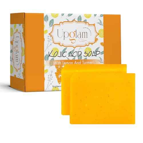 Kojic Acid Lightening Soap - Premium Dark Spot Remover for Face & Body - Infused with Tumeric, Lemon & Vitamin E - Gentle Natural Cleanser with Coconut Oil for Radiant, Even Skin (2 Pack)