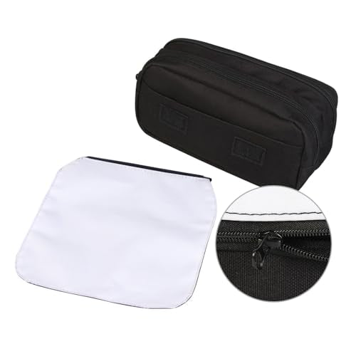 10 PCS Sublimation Printable Blank Pencil Case Pen Bag Multi-purpose Cosmetic Bag with Zipper DIY Craft Canvas Zipper Pouch Blank Makeup Bags Bulk Travel Toiletry Bag for Storage