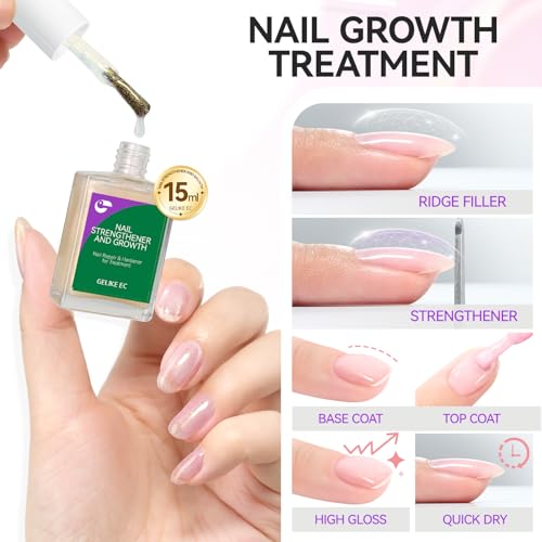 Gelike EC 6-in-1 Natural Nail Hardener & Strengthener for Damaged Nails