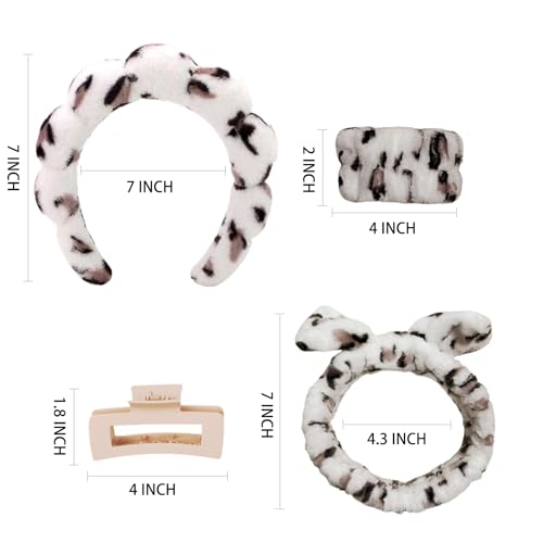 Beige Leopard 7-Piece Spa & Hair Accessory Set for Women & Girls