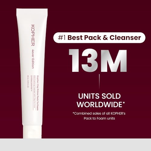 Kopher Clay Prime Pack to Foam [4ever Edition] Facial Cleanser: Hydrating & Purifying Cleanser for Sensitive Skin - Makeup Remover, pH Balanced, Korean Skincare (2.7 fl.oz.)