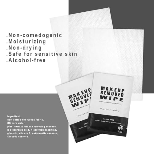 Gisdo 50 Pcs Makeup Remover Wipes - Individually Wrapped Cleansing Pads