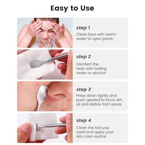 Pimple Popper Tool Kit - Boxoyx 6 Pcs Pore Prep Blackhead Remover Comedone Extractor Kit with Box for Quick and Easy Removal of Pimples, Blackheads, Zit Removing, Forehead,Facial and Nose (Silver)
