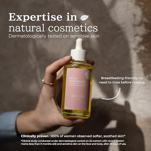 MINOIS PARIS Pregnancy Body Oil ? Organic Belly Oil for Stretch Marks Prevention & Removal ? Firming Skin Therapy Oil for Pregnant Women ? Made in France