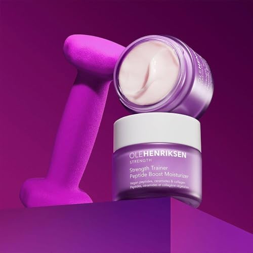 Ole Henriksen Strenth Trainer Peptide Boost Facial Moisturizer with ceramides and collagen Full Size UNBOXED 1.7 fluid ounces 50 milliliter Jar