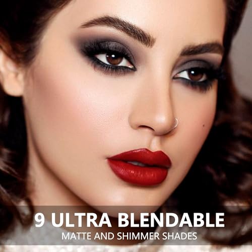 Smokey Eyeshadow Palette - 9 Colors Matte & Shimmer