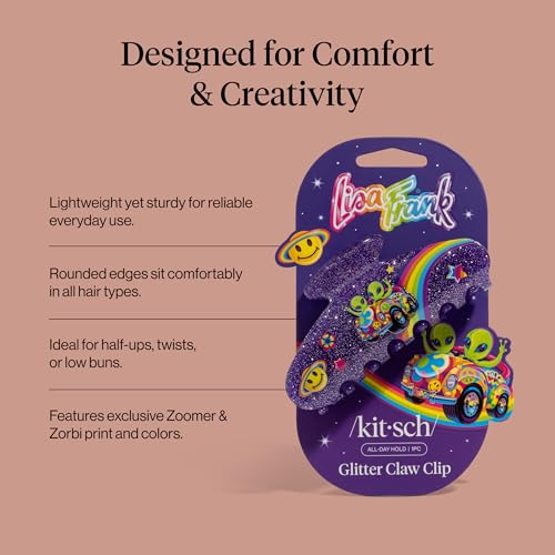 Lisa Frank x Kitsch Glitter Hair Claw Clip - Zoomer & Zorbit Strong Hold