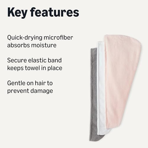 Microfiber Hair Towel Wrap - Quick Dry, 3-Pack