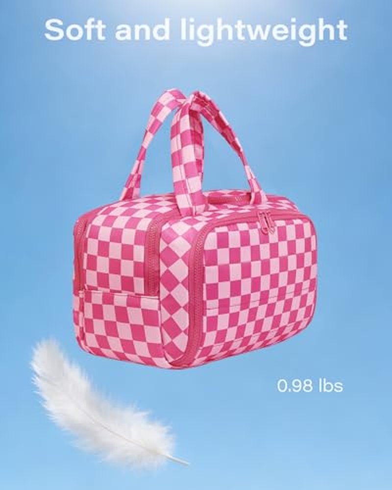 LETGO Large Travel Toiletry Bag for Women, Checkered