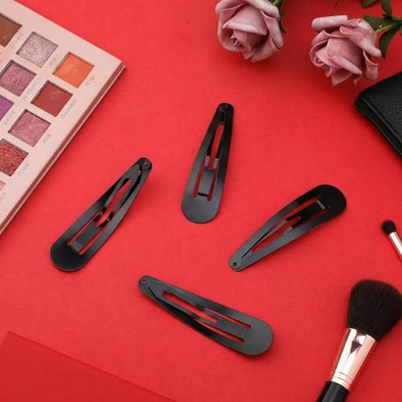 50 Pcs Large Metal Snap Hair Clips 3.5 Inch Black