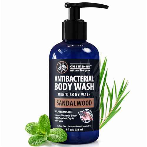 Derma-Nu Men's Body Wash ? Bold & Woody Sandalwood Scent Antibacterial Body Wash for Jock Itch, Athlete¡¯s Foot, Eczema & Back Acne ? Antibacterial Soap for Men ? Safe for All Skin Types ? (8oz)