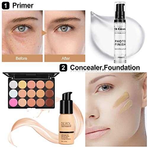 Makeup Set with Storage Bag & Brushes - Complete Starter Kit