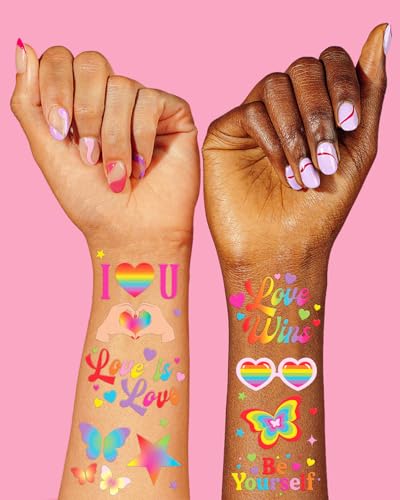 xo, Fetti Pride Rainbow Temporary Tattoos - 60 Pack