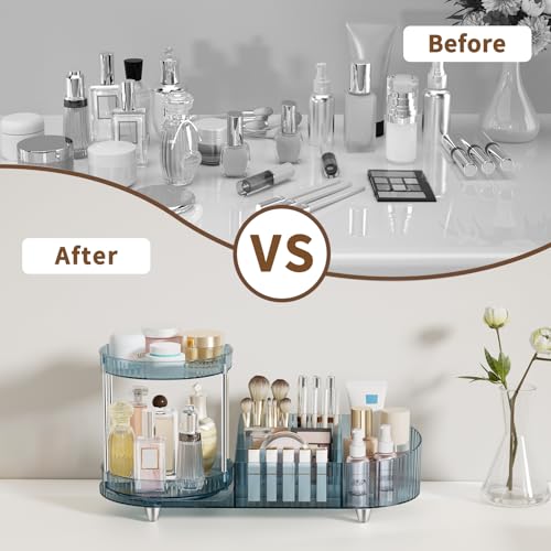 Rotating Makeup Organizer with 360 Silent Design & 5 Compartments