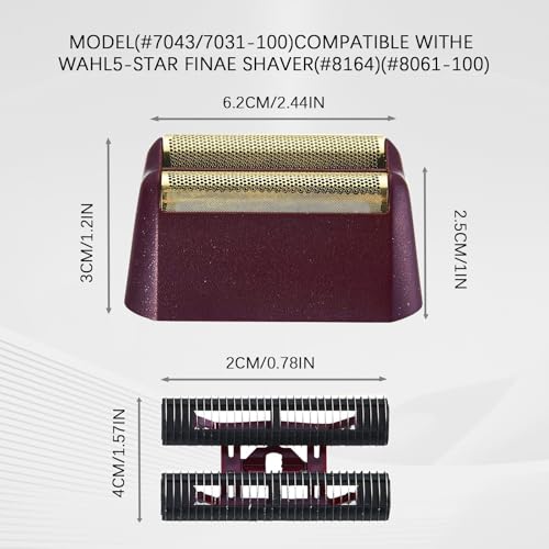 Replacement Heads for Men, 5 Star Series Finale Razor Replacement Foil and Bar Assembly Compatible with wahl Foil 7031-100,7043-100 Shave Replacement Head, 4 Packs (Red)