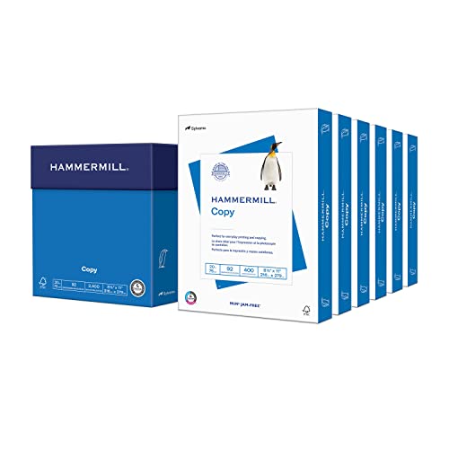 Hammermill Printer Paper, 20 lb Copy Paper, 8.5 x 11 - 6 Packs (2,400 Sheets) - 92 Bright, Made in the USA