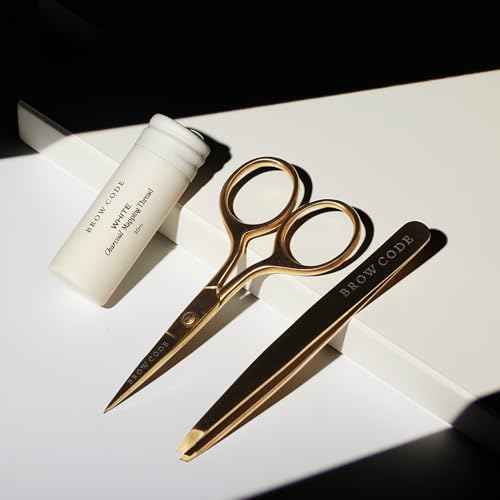 Brow Code Brow Mapping Kit ? White Charcoal Mapping Thread, Slant Tweezers & Trimming Scissors ? Professional Brow Shaping & Symmetry Tool Set