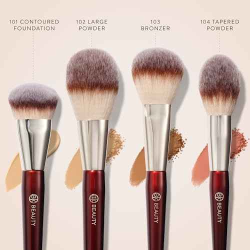 BK BEAUTY - ESSENTIALS FACE BRUSH SET (4PC) - Professional Makeup Brush Set for Liquid or Cream Foundations, Powder, Bronzer, Blush | Premium Makeup Brushes for Flawless Application