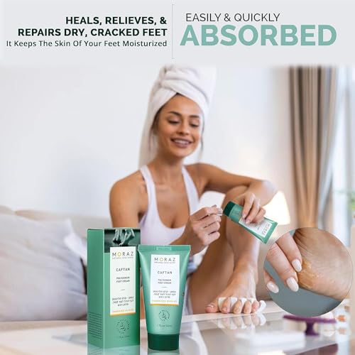 Moraz Caftan Polygonum Foot Cream for Dry Cracked Heels and Feet with 75% Polygonum Extract ? Non-greasy, Fast-absorbing Intensive Foot Moisturizer for Dry Cracked Feet, Vegan, Paraben Free, 8.5 Fl Oz