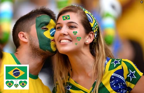 Brazil Flag Temporary Tattoos - 40 Pcs Waterproof Face Stickers