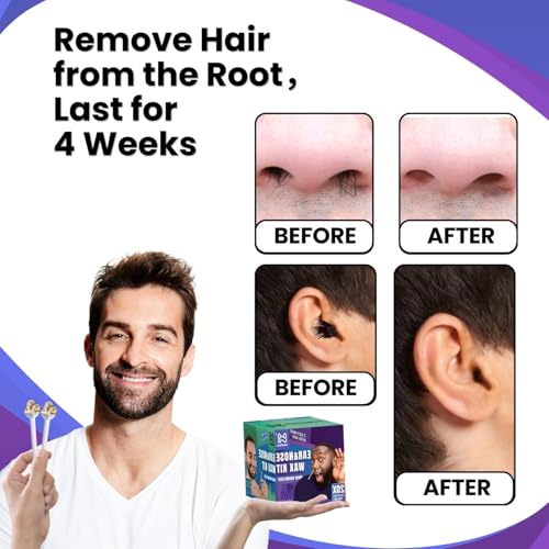 Waxfans Nose and Ear Hair Removal Kit for Men and Women - 100g Wax for 20 Uses, Long-lasting for 4 Weeks (Purple)