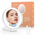 Travel Lighted Makeup Mirror 20X/1X | Foldable Handheld with 3 Color LED, Rechargeable