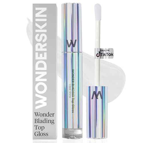 Wonderskin Lip Gloss Blading Top Gloss, Clear Glitter Lip Gloss, Hydrating and High Shine Finish Lip Makeup (Clear Shine)
