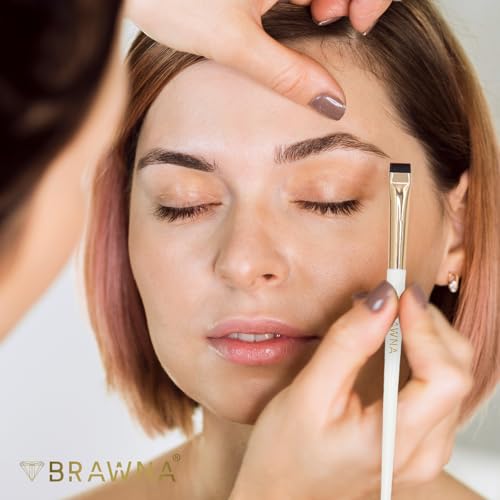 BRAWNA Eyebrow Brush Set - 3 Pc Angled Precision Makeup Brushes