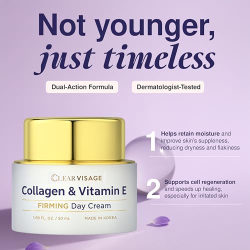 Collagen & Vitamin E Face Moisturizer - Dermatologist Tested, Anti Aging, Korean Skin Care - Hydrates, Strengthens Moisture Barrier, Smooth Makeup - Vegan, Clean Beauty - 1.69 Fl Oz