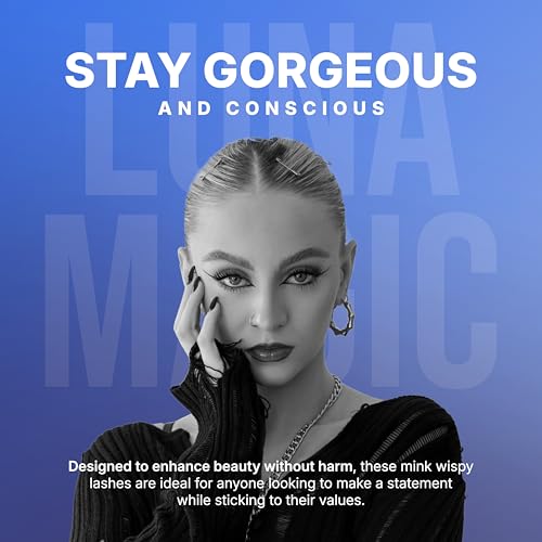 Luna Magic Linda Faux Mink Wispy Lashes with Soft Band, Reusable up to 10x, Lightweight Eye-Enhancing Design for Natural or Dramatic Eye Looks - Vegan & Cruelty-Free Eyelashes - 15MM ? 4 Pair