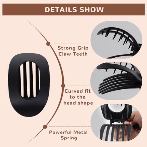 4-Piece Flat Claw Hair Clips for Thick & Thin Hair