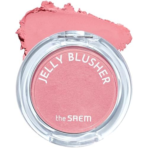 THESAEM Jelly Blusher - PK01 Sweet Petal Daily Muted Pink - Korean Watercolor Blush Cushion Velvet Finish - Long-Lasting Vibrant Cheek Color with Smooth Blending Formula, 0.21oz