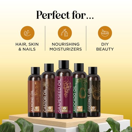 Pure Carrier Oils for Essential Oils - DIY Skin Care Set with Hair Oils Skin Oils for Body Care Moisturizers for Face and Body plus Nail Care - Anti Aging Skin Care DIY Beauty Products Carrier Oil Set