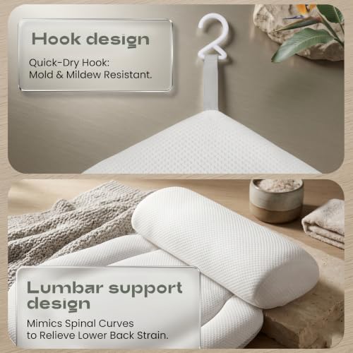 5D Mesh Bath Pillow with Neck & Back Support - Non-Slip