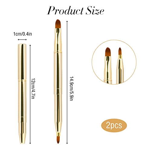 2-Pack Retractable Lip Brush Double-Ended Lipstick Applicator