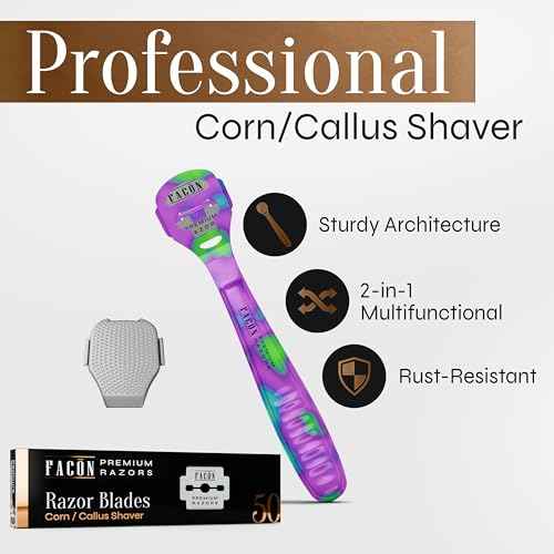 Fac?n Professional Callus Shaver Remover with 50 Blades, Pedicure Razor for Feet & Hands, Foot Razor for Callus Removal, Callus Blade Remover, Corn Shaver, Surgical Grade Premium Stainless Steel Tool