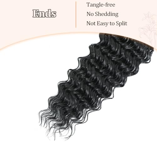Ajsowju Feather Crochet Hair Extensions 18 Inch 50 Strands 1B Natural Black