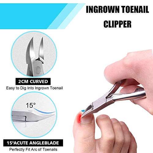 Ingrown Toenail Tool Kit (9PCS), Professional Toe Nail Clipper Set for Ingrown & Thick Nail, Stainless Steel Ingrown Toenail Kit, Surgery Grade Manicure Pedicure Tool by Dualeco