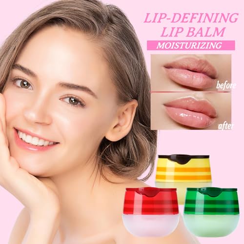 3PCS Bee Lip Balm Honey Pot,Moisturizing Cherries,Avocado,Honey Flavors Lip Mask Overnight,Hydrating Lip Sleeping Mask Lip Care Set,Plumping Lip Moisturizer for Dry and Cracked Lips