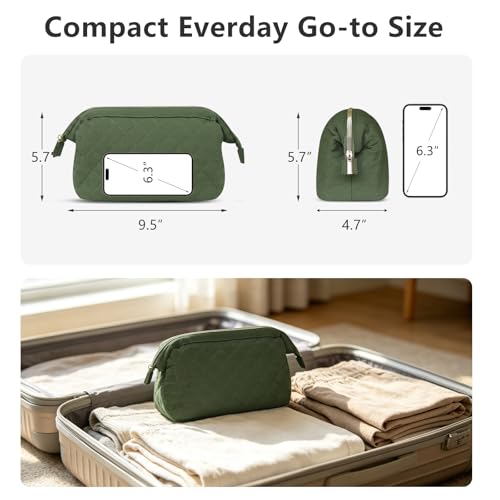 Wudygirl Puffy Padded Makeup Bag Olive Green | Travel Cosmetic Pouch