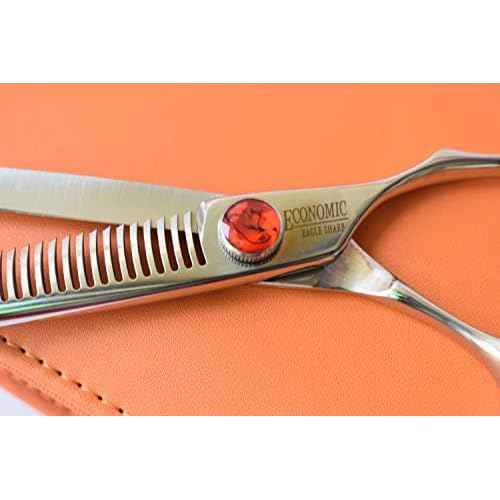 Professional 6.0-inch Shears Cutting &Thinning Scissors Kit Convex Edge Hairdressing Scissors Set 440C Steel Stainless Japanese Process with Free Fine Orange Leather Case