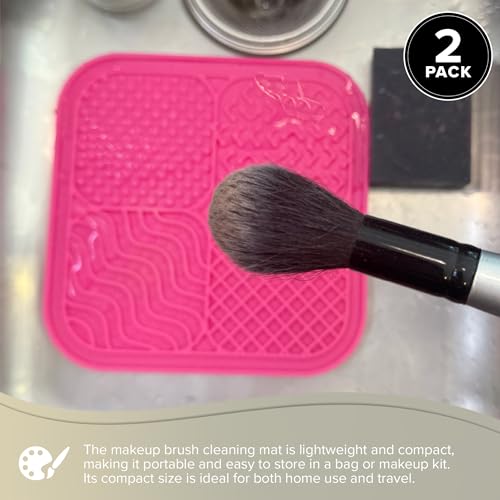 Silver Brush Limited 9060 Silver Essentials Multi-Quadrant Brush-Cleaning Silicone Mat for Makeup Brushes, Makeup Applicators, and Makeup Sponges, For Home and Travel, 2 Pack
