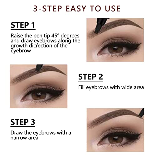 Tattoo Eyebrow Pen, Microblading Fork Tip Brow Pencil, Waterproof, Smudge-Proof, 48 Hours Long Lasting, Natural Looking (BLACK BROWN)