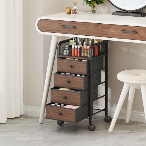 Rolling Makeup Organizer Cart with 4 Drawers & 9 Compartments