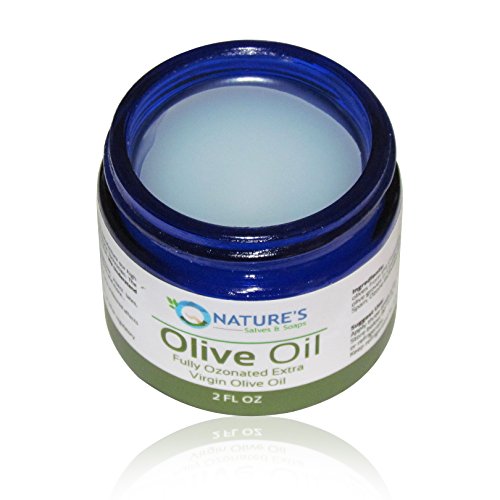 Nature's Salves and Soaps Fully Ozonated 100% Organic Cold Pressed Extra Virgin Olive Oil. Holistic, Homeopathic, Natural, Dental, Skin, Hair - 2 Oz - * Glass Jar *